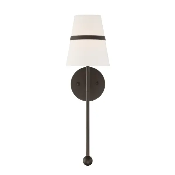 Althia 20" Textured Dark Bronze Wall Sconce with White Linen Shade - Image 8
