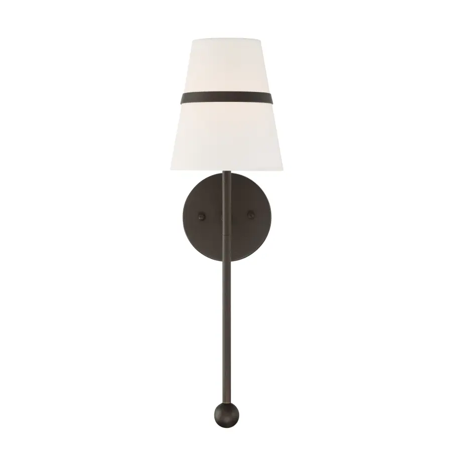 Althia 20" Textured Dark Bronze Wall Sconce with White Linen Shade - Image 8