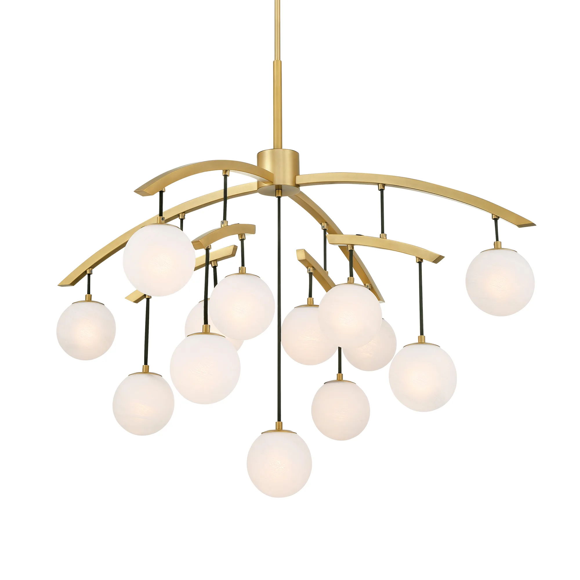 Curven 42" 13-Light Chandelier in Legacy Brass