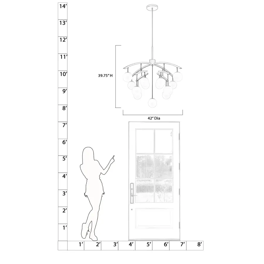 Curven 42" 13-Light Chandelier in Legacy Brass - Image 2