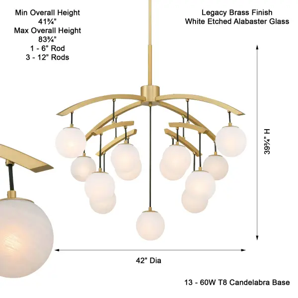 Curven 42" 13-Light Chandelier in Legacy Brass - Image 3