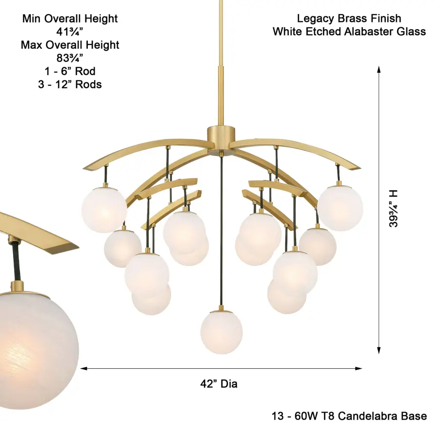 Curven 42" 13-Light Chandelier in Legacy Brass - Image 3