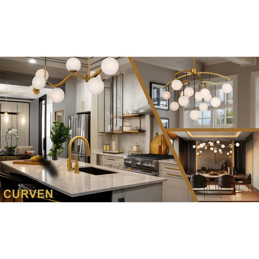 Curven 42" 13-Light Chandelier in Legacy Brass - Image 4