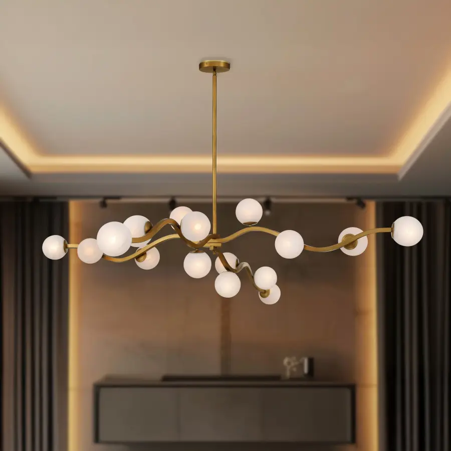 Curven 75" 16-Light Chandelier in Legacy Brass - Image 2