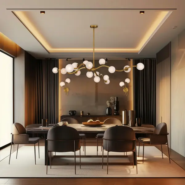 Curven 75" 16-Light Chandelier in Legacy Brass - Image 3