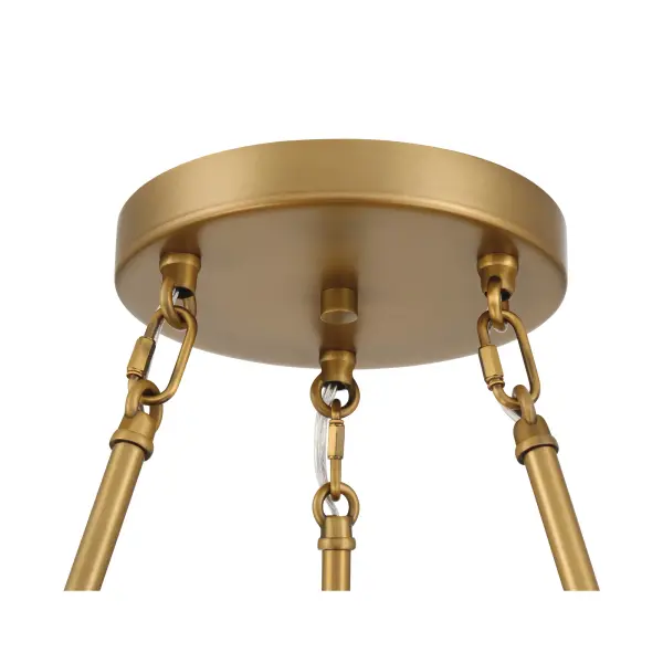 The Ivy Lane 36" chandelier combines modern linear design with the warmth of Legacy Brass finish. Its 6-light configuration provides excellent illumination for large dining areas and kitchen islands while maintaining a sleek profile. - alternate view