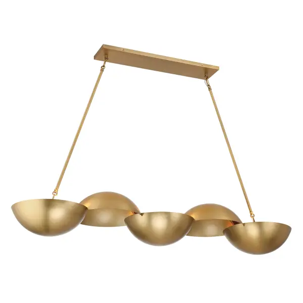 The Ivy Lane 50" island chandelier brings modern sophistication to kitchen islands and dining spaces. Its linear design and Legacy Brass finish create a warm, inviting glow while the 6-light configuration provides ample illumination.