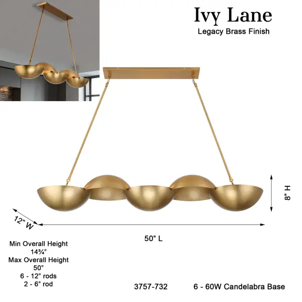 Ivy Lane 50" 6-Light Island Chandelier - Image 3