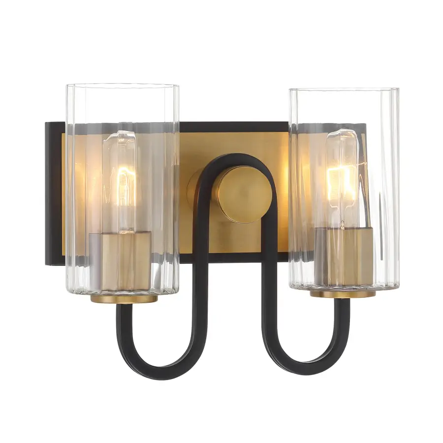 Orla 12" 2-Light Vanity in Legacy Brass and Matte Black - Image 1