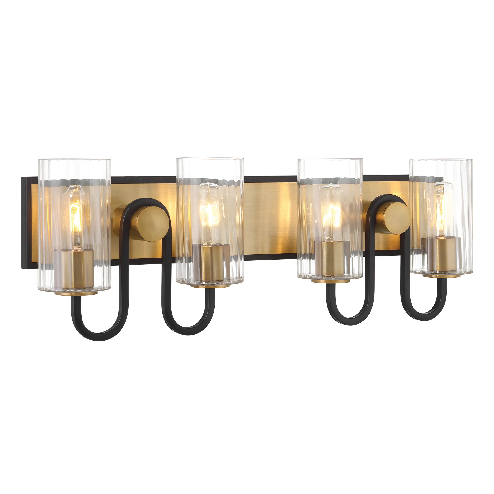 Orla 28" 4-Light Vanity in Legacy Brass and Matte Black
