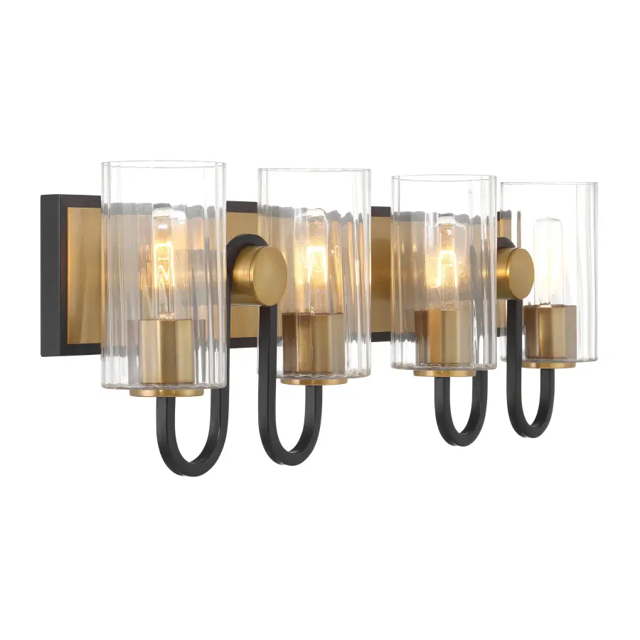 Orla 28" 4-Light Vanity in Legacy Brass and Matte Black - Image 3