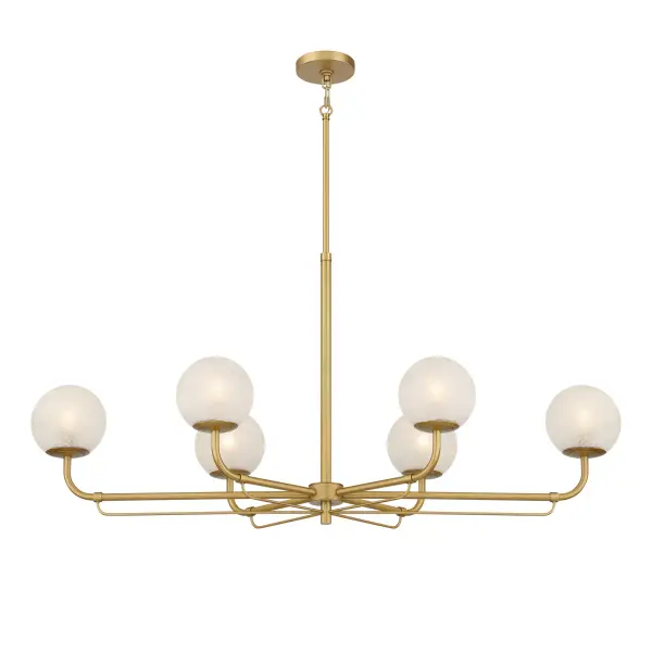 The Whitehall 46" island chandelier combines traditional elegance with transitional versatility. Its Legacy Brass finish and etched alabaster glass shades create warm, diffused lighting perfect for kitchen islands and dining areas.