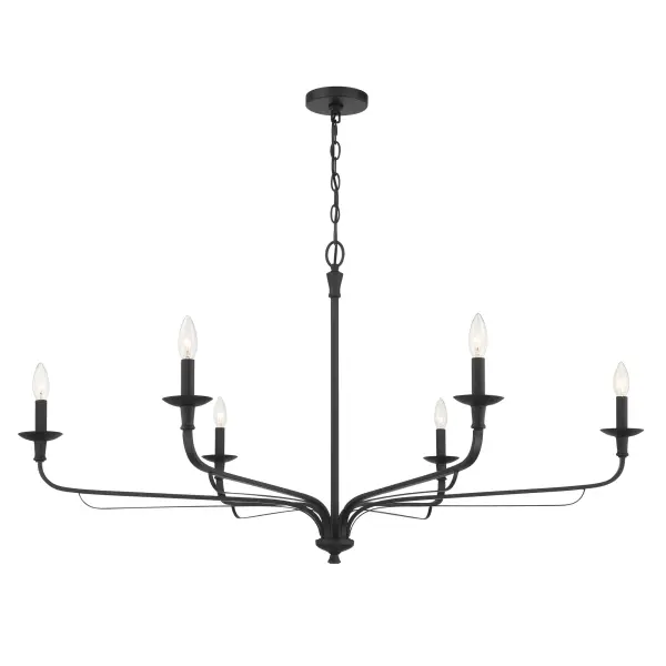 Velena 47.25" 6-Light Chandelier in Dark Matte Black - Image 9