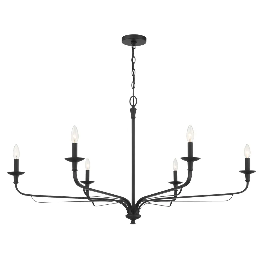 Velena 47.25" 6-Light Chandelier in Dark Matte Black - Image 9