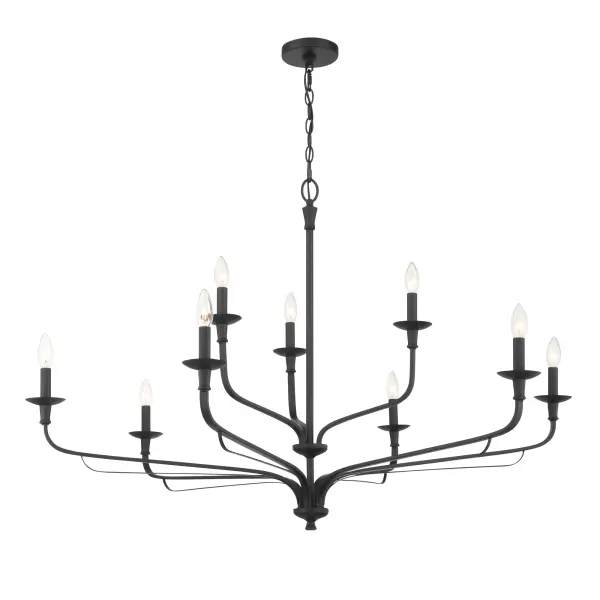 The Velena's impressive 47-inch span and 9-light configuration create dramatic illumination for spacious dining rooms and kitchen islands. Its traditional candelabra styling in matte black finish bridges classic and contemporary aesthetics.