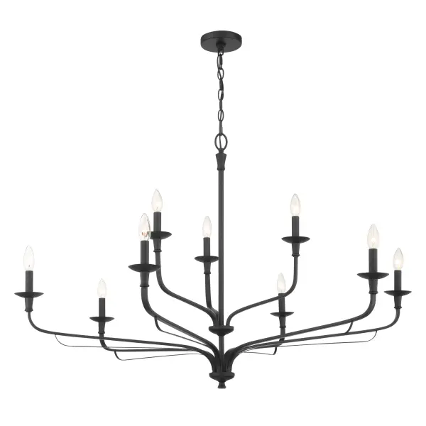 Velena 47.25" 9-Light Chandelier in Dark Matte Black - Image 6