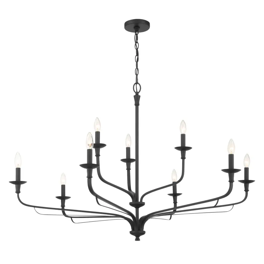 Velena 47.25" 9-Light Chandelier in Dark Matte Black - Image 6