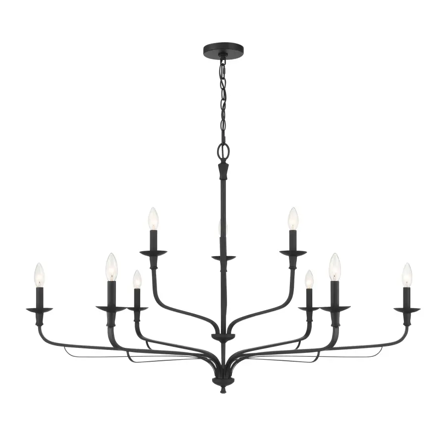 Velena 47.25" 9-Light Chandelier in Dark Matte Black - Image 7