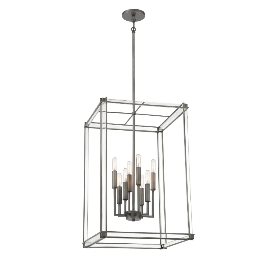 Modern Square Pendant with Elegant Antique Nickel Finish - Image 1