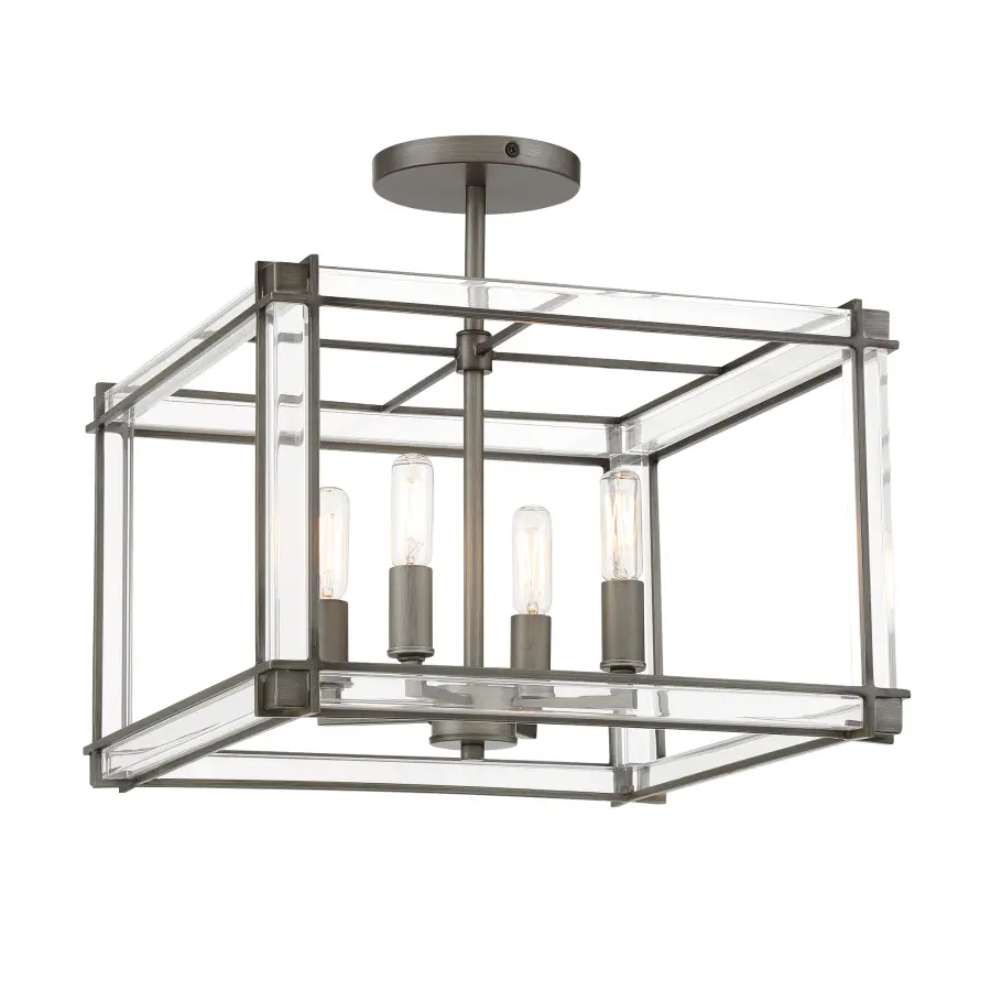 Modern Square Semi-Flush with Clean Lines and Versatile Nickel Finish - Image 1
