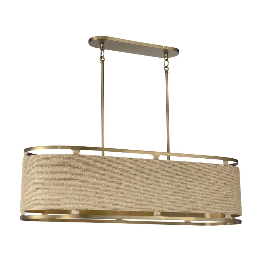 Nautical-Inspired Linear Chandelier with Warm Brass Finish - Image 1