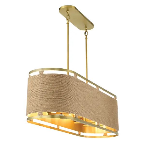 Nautical-Inspired Linear Chandelier with Warm Brass Finish - Image 2