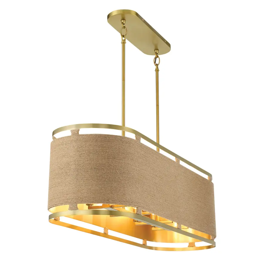 Nautical-Inspired Linear Chandelier with Warm Brass Finish - Image 2