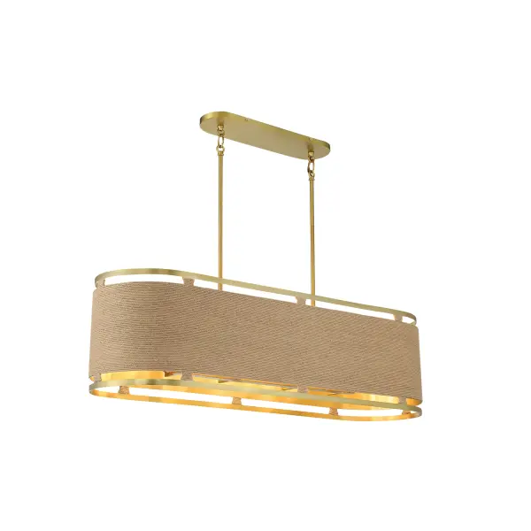 Nautical-Inspired Linear Chandelier with Warm Brass Finish - Image 3