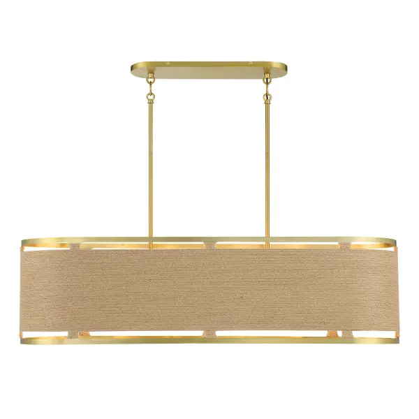 Nautical-Inspired Linear Chandelier with Warm Brass Finish - Image 4