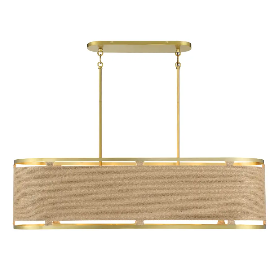Nautical-Inspired Linear Chandelier with Warm Brass Finish - Image 4