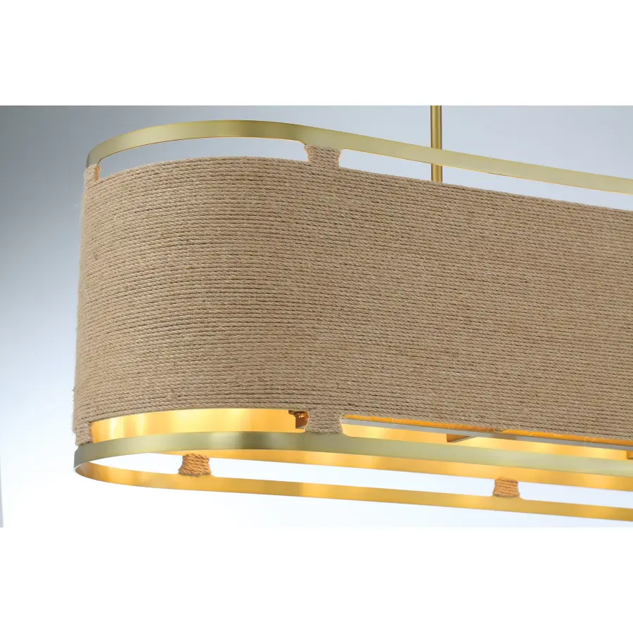 Nautical-Inspired Linear Chandelier with Warm Brass Finish - Image 5