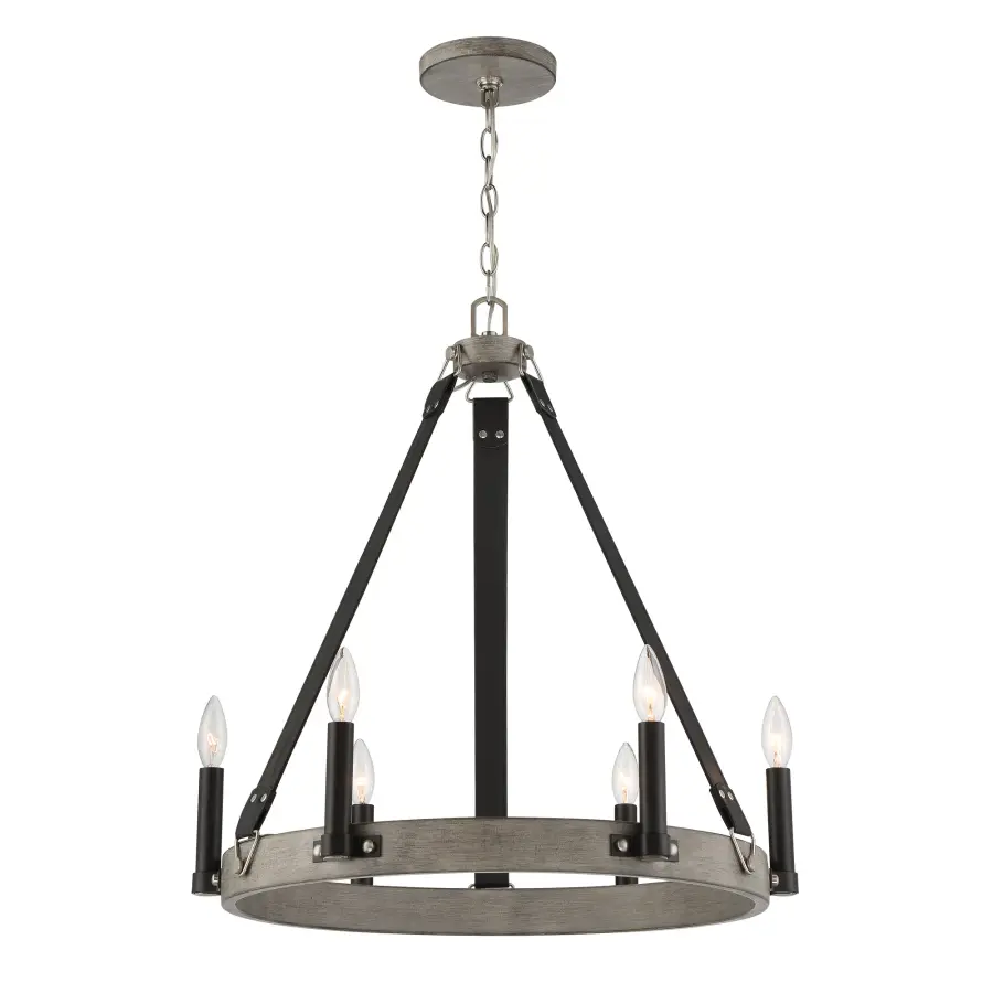 Rawson Ridge 6-Light Chandelier in Aged Silverwood and Coal