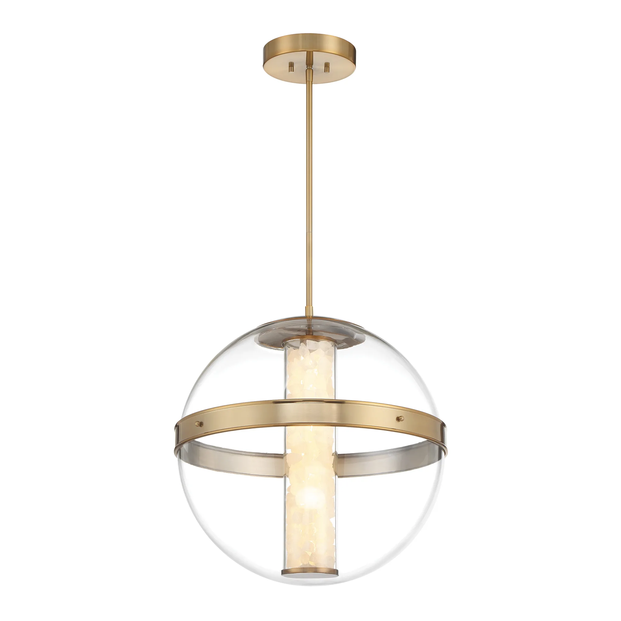 Divinely Large LED Pendant in Celeste Brass