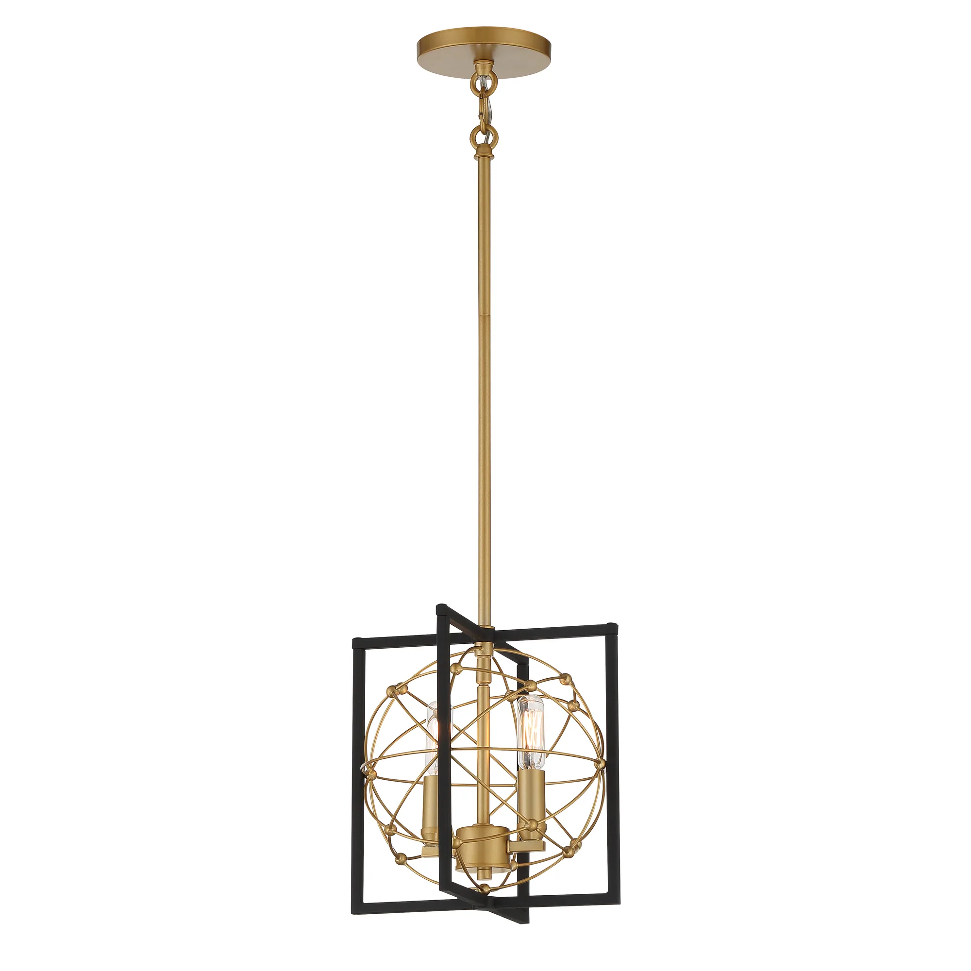Titan's Trace 2-Light Mini Pendant in Sand Coal with Painted Honey Gold