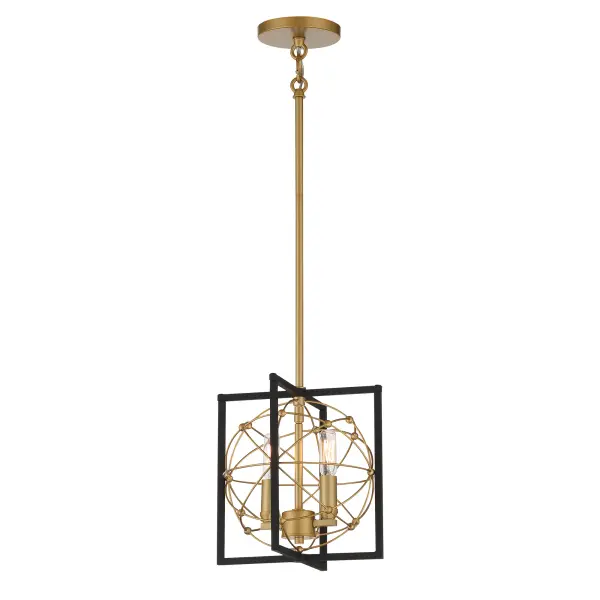 Titan's Trace 2-Light Mini Pendant in Sand Coal with Painted Honey Gold - Image 1