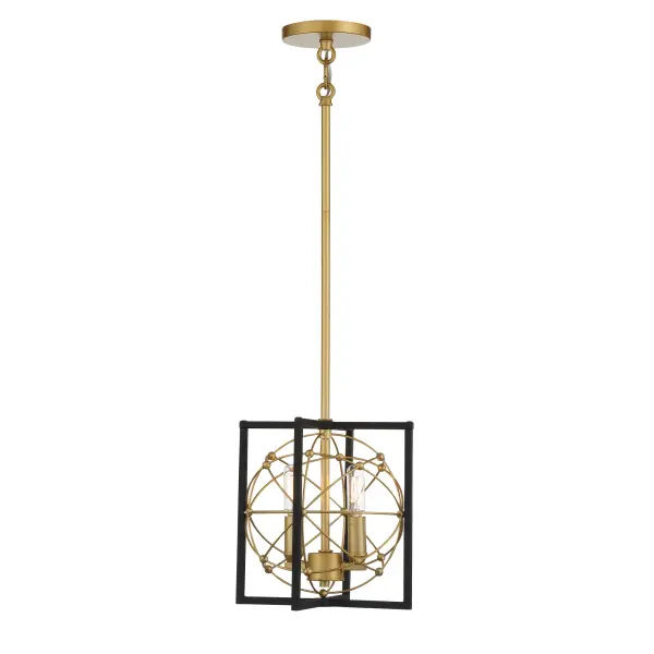 Titan's Trace 2-Light Mini Pendant in Sand Coal with Painted Honey Gold - Image 2