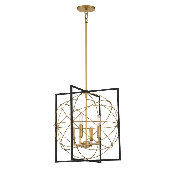 The Titan's Trace pendant combines contemporary design with industrial flair through its unique sand coal and honey gold finish. At 19 inches wide, it provides focused illumination perfect for dining areas and kitchen islands. - alternate view