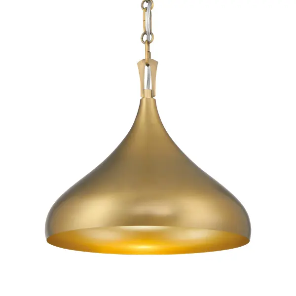 The Cedar Lane pendant combines classic transitional styling with a warm Legacy Brass finish. Its compact 12.75-inch size makes it perfect for smaller spaces or grouped installations over kitchen islands.