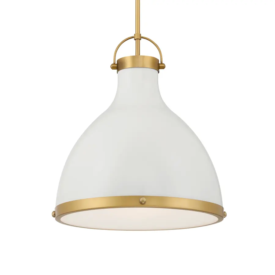 Lynk 16.5" 1-Light Pendant in Off White Cream and Legacy Brass - Image 1