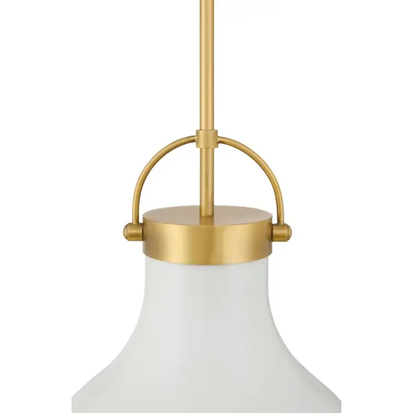 The Lynk pendant combines soft off-white cream glass with legacy brass hardware for a refined transitional look. At 16.5" wide, it's perfectly scaled for intimate dining spaces, kitchen islands, or bedroom lighting. - alternate view