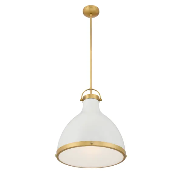 Lynk 16.5" 1-Light Pendant in Off White Cream and Legacy Brass - Image 3