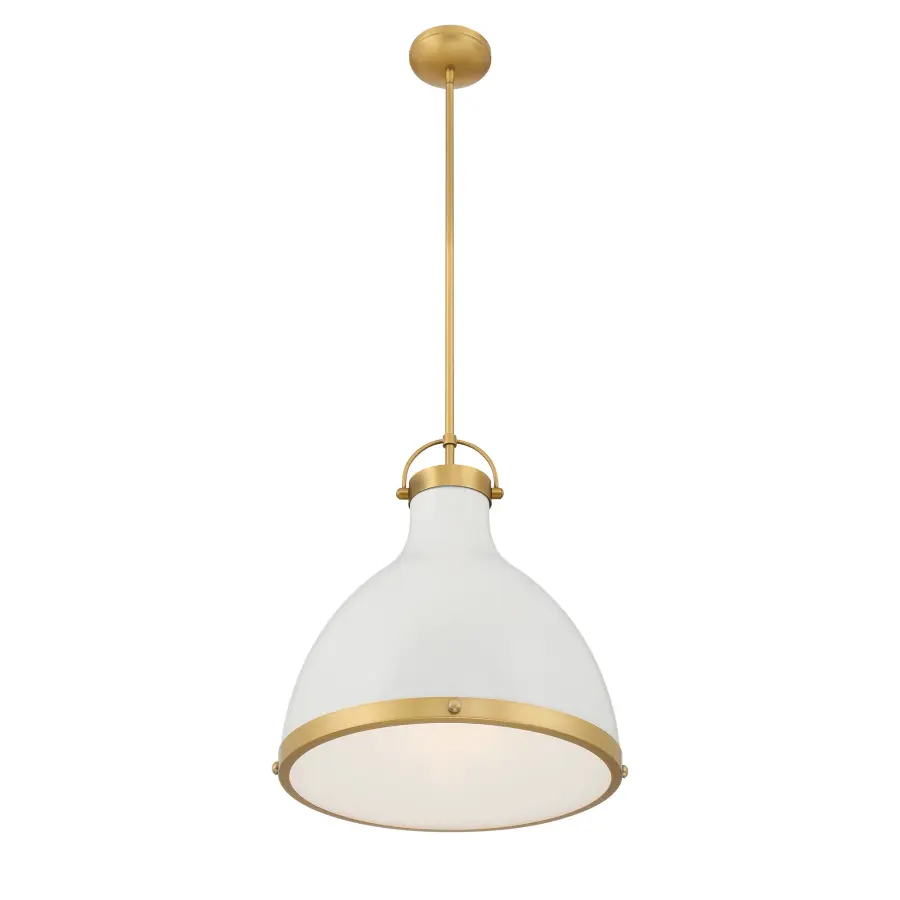 Lynk 16.5" 1-Light Pendant in Off White Cream and Legacy Brass - Image 3