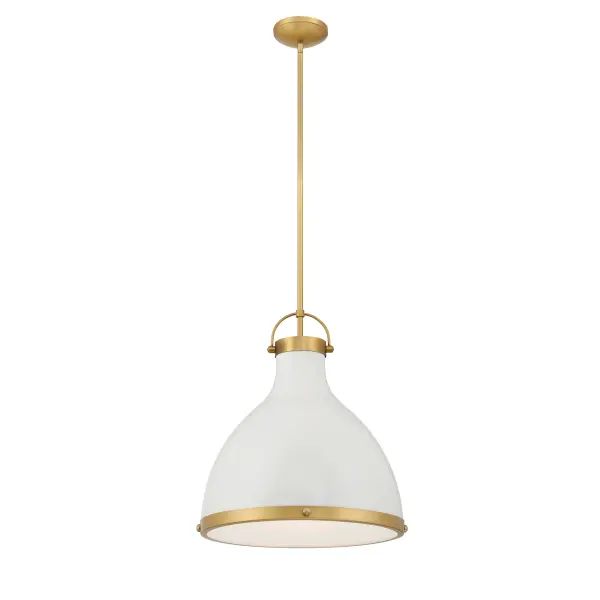 Lynk 16.5" 1-Light Pendant in Off White Cream and Legacy Brass - Image 4