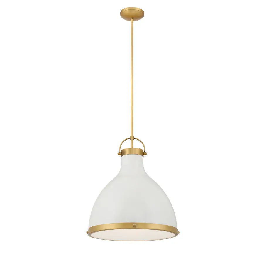 Lynk 16.5" 1-Light Pendant in Off White Cream and Legacy Brass - Image 4