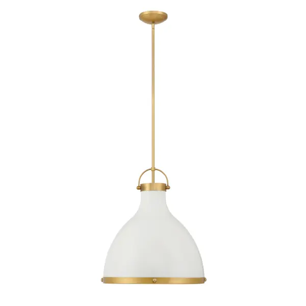 Lynk 16.5" 1-Light Pendant in Off White Cream and Legacy Brass - Image 5