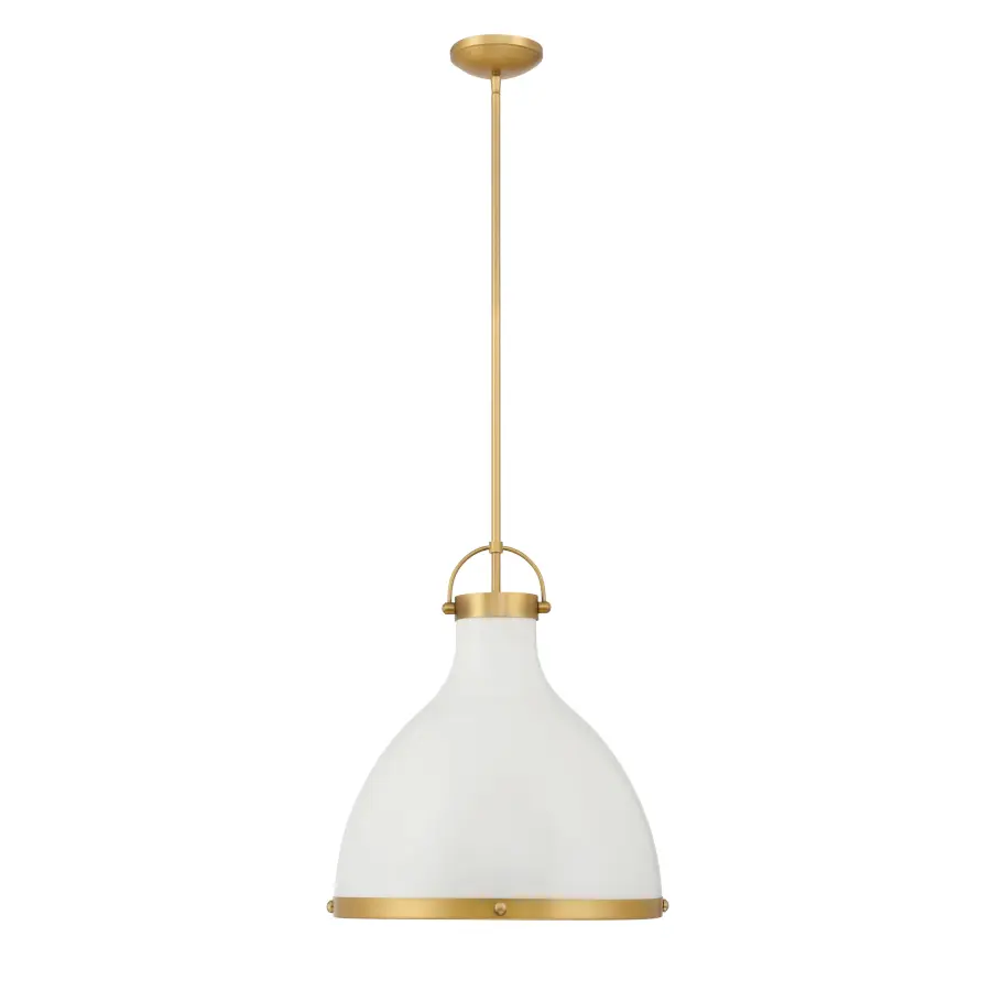 Lynk 16.5" 1-Light Pendant in Off White Cream and Legacy Brass - Image 6