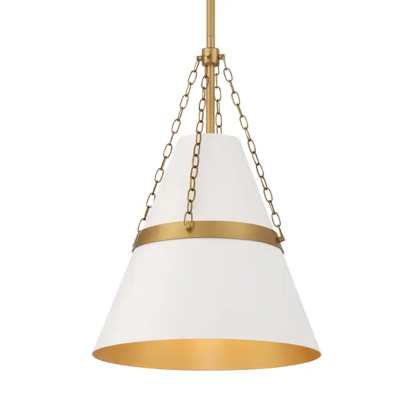 The Springfield pendant combines classic farmhouse charm with transitional elegance. Its 12-inch cream dome shade paired with legacy brass accents creates a warm, inviting glow perfect for intimate spaces.