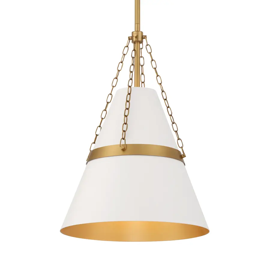 Springfield 12" Pendant Light in Off White Cream & Legacy Brass - Image 1