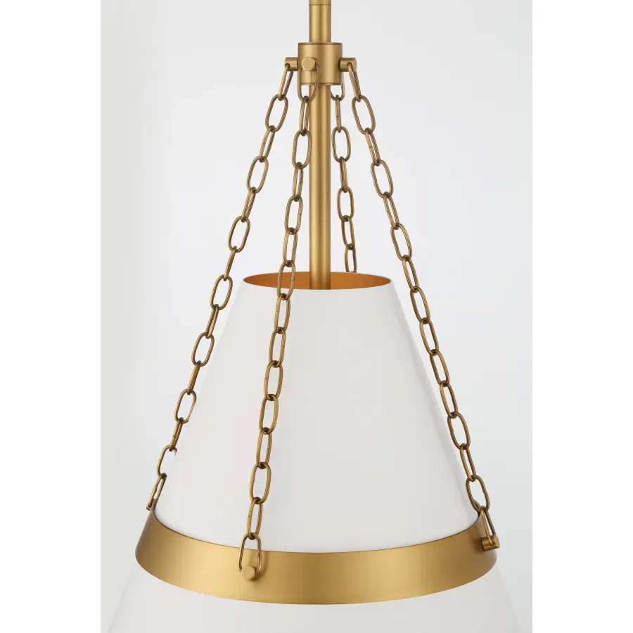 Springfield 12" Pendant Light in Off White Cream & Legacy Brass - Image 6