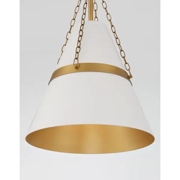 Springfield 12" Pendant Light in Off White Cream & Legacy Brass - Image 7